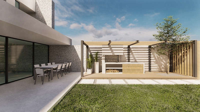 Modern house and bbq area